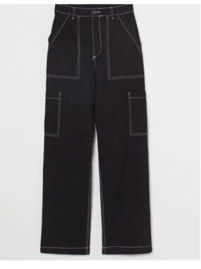 NWT - H&M Cotton Utility Pants - Black - SIZE 4